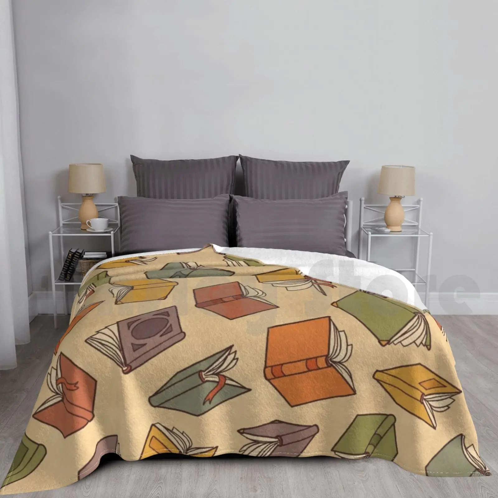 Colorful Covers-Red Blanket For Sofa Bed Travel Book Books Introvert Introverted Repeating Pattern