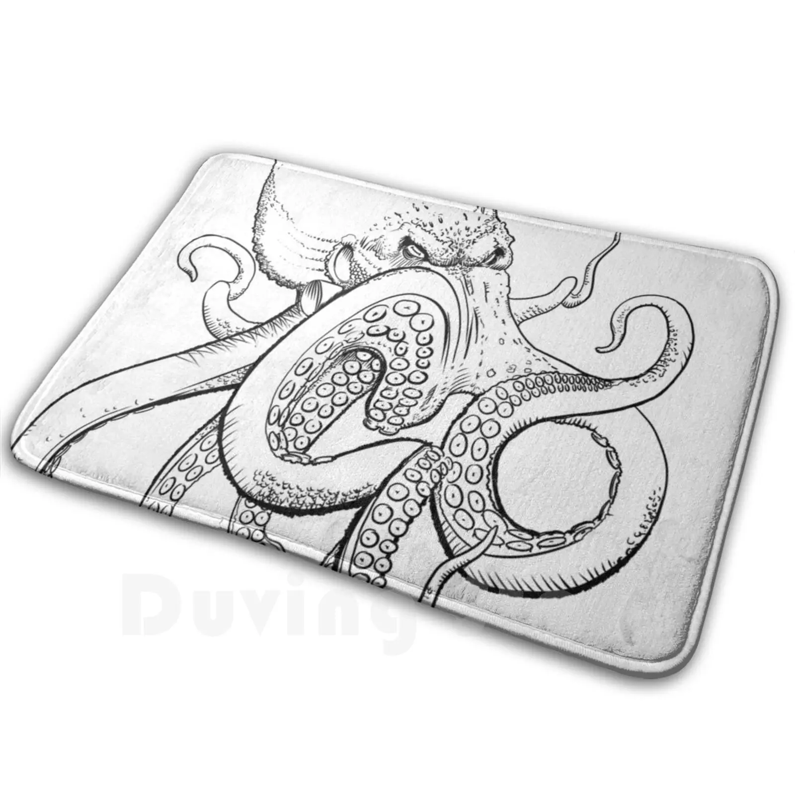 Terror From The Deep Soft Non-Slip Mat Rug Carpet Cushion Octopus Tattoo Tat Ink Scuba Diver Navy Kraken Scary Christmas