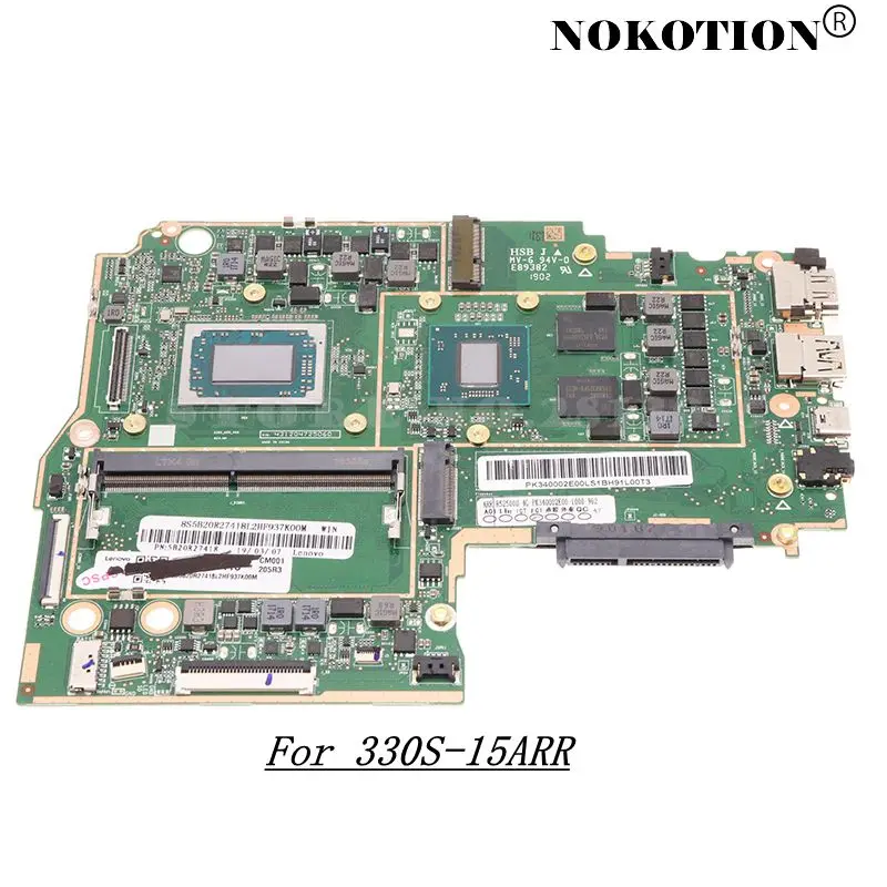 Nokotion 5B20R27418 For Lenovo ideapad 330S-15ARR Notebook Laptop Motherboard R5 2500U R540 2G GPU 4G RAM 330S-ARR