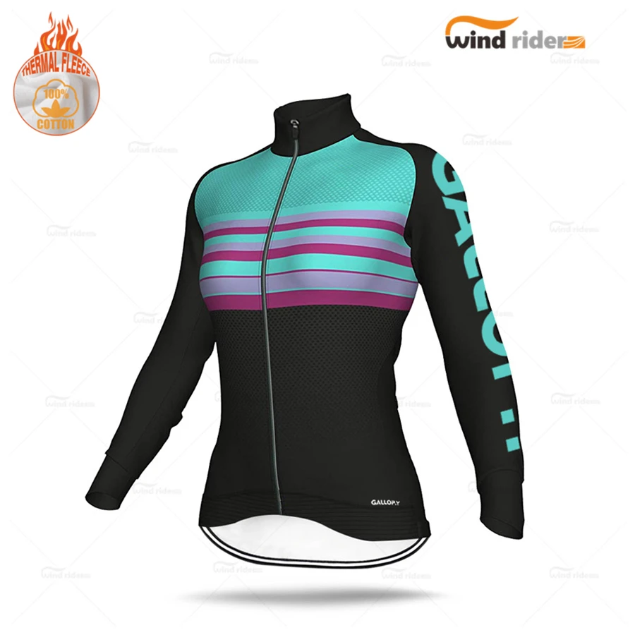 Woman Long Sleeve Cycling Jersey Winter Jacket Team Clothing Thermal Fleece Keep Warm Bicycle Garment Mountain Sweatshirt