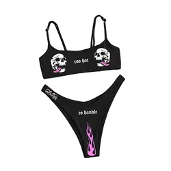 Bikinis con estampado de cómics para mujer, traje de baño Sexy, Top de tubo, ropa de surf, cintura en V, playa, Fiesta en la piscina, novedad de 2021