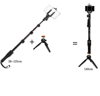 YUNTENG 1288 +228 Extendable Selfie stick Monopod With Bluetooth Remote Mini Tripod Phone clip