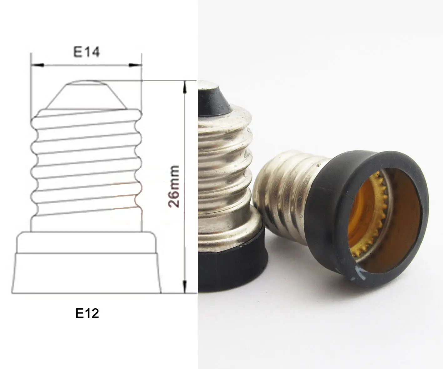1pc E14 Male to E12 Female Base LED Light Bulb Adapter Holder Socket Converter