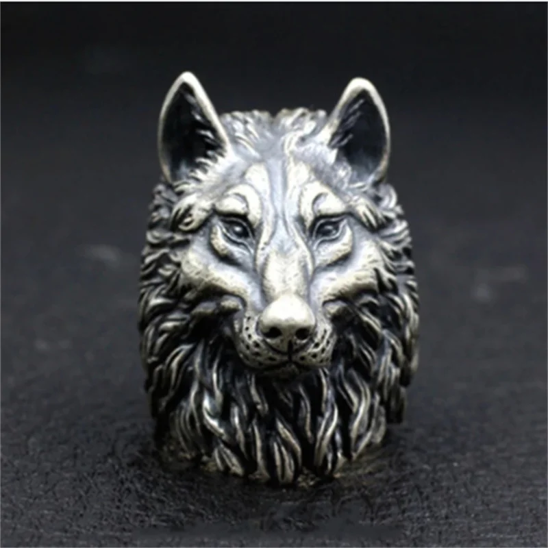 Vintage Nordic Wolf Head Ring Men Stainless Steel Punk Rock Biker Ring Male Viking Amulet Jewelry Wholesale