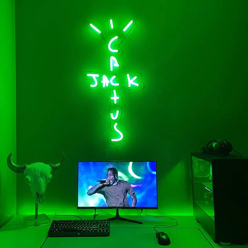 Imagem -05 - Cacto Estético Led Jack Flex Sinal de Luz para Casa Decoração da Parede do Quarto Anime Kawaii Decoração do Quarto Bonito Mural ao ar Livre