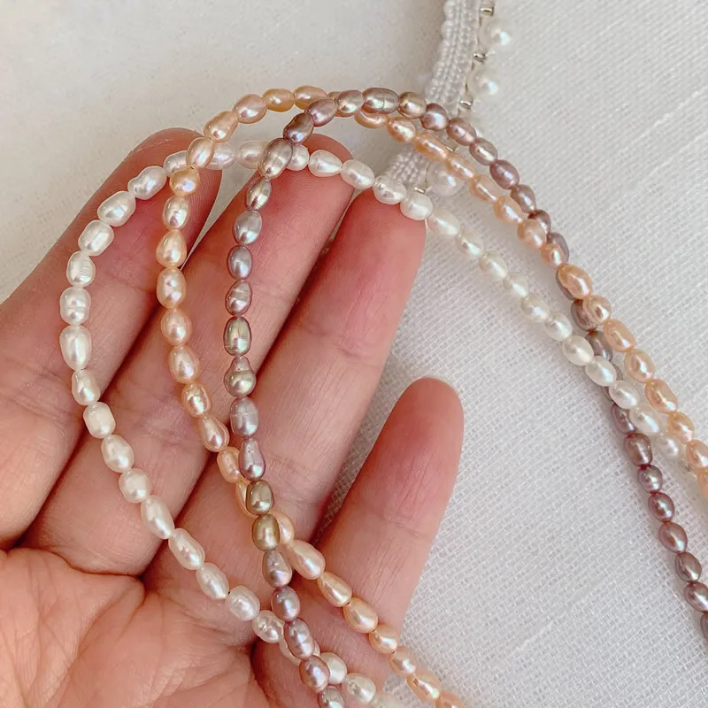 Elegant Natural Freshwater Pearl Necklace for Women Cute Small Size Rice Oval Baroque Pearl Choker Wedding Jewelry Femme Collier