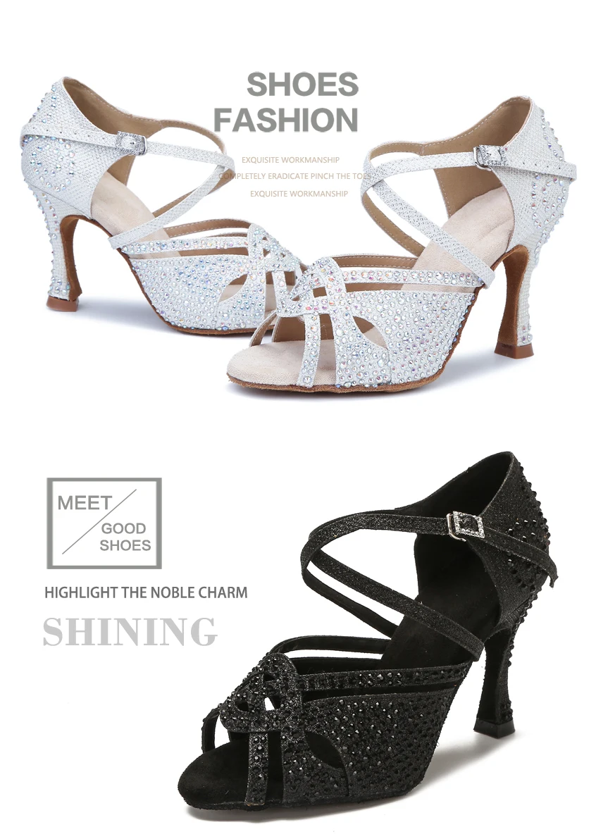 CINMIDY Latein Tanzschuhe Damen Ballsaal Tanzschuhe Mädchen Tango Salsa High Heels Damen Tanz Sneakers Damen Hochzeitsschuhe – Detail 3