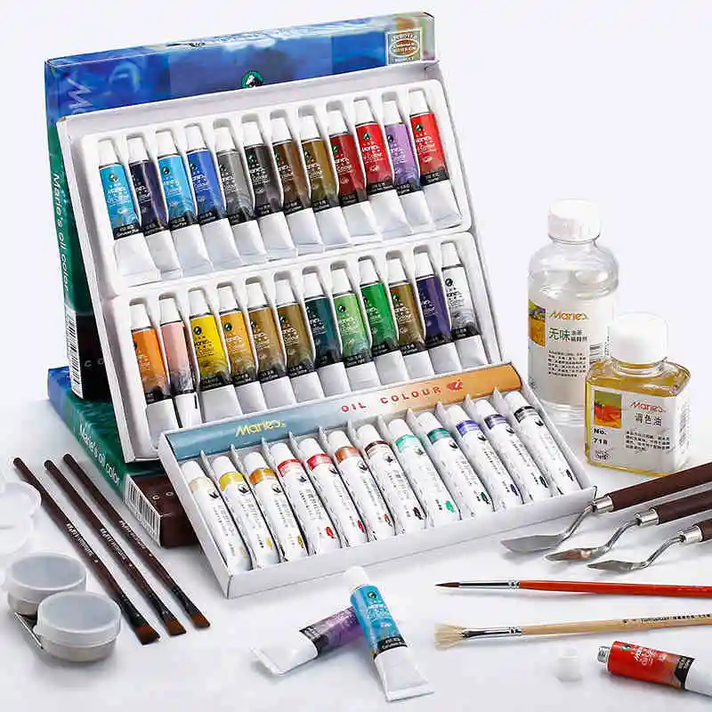 Marie's Oil Paint 12/18/24 Colors Oil Painting Pigment Set Oleo Para Pintar Pintura 12ml Paint Artist Beginner Oil Color Pigment