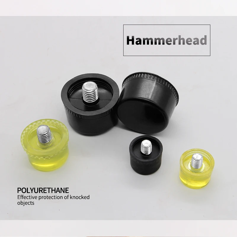 1 Pair of Double Face Tap Rubber Hammer Head 25mm 30mm 35mm 40mm 45mm Yellow and Black Nylon Heads