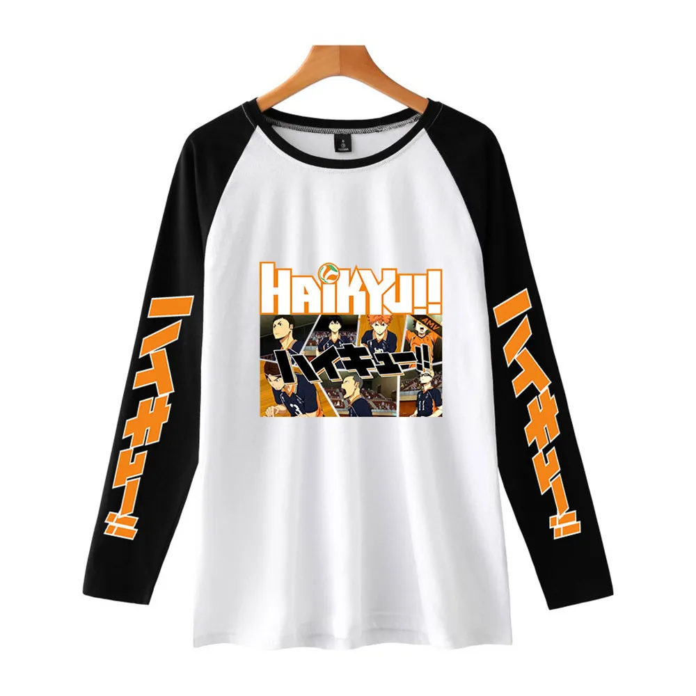 Haikyuu T-shirt Anime Hinata Shoyo kageyamaTobio men t-shirt spring Full-sleeve O-Neck Cotton Tops