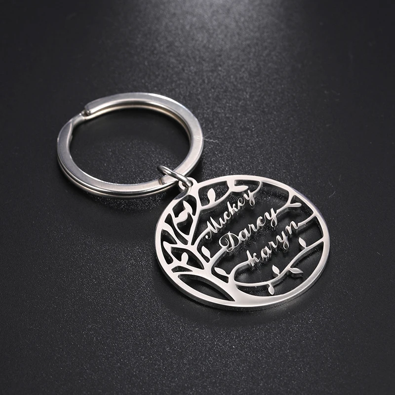 Custom Keychain Personalized Tree of Life Key Chain For Men Stainless Steel Key Ring Customized Jewelry Boyfriend Christmas Gift