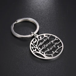 Custom Keychain Personalized Tree of Life Key Chain For Men Stainless Steel Key Ring Customized Jewelry Boyfriend Christmas Gift