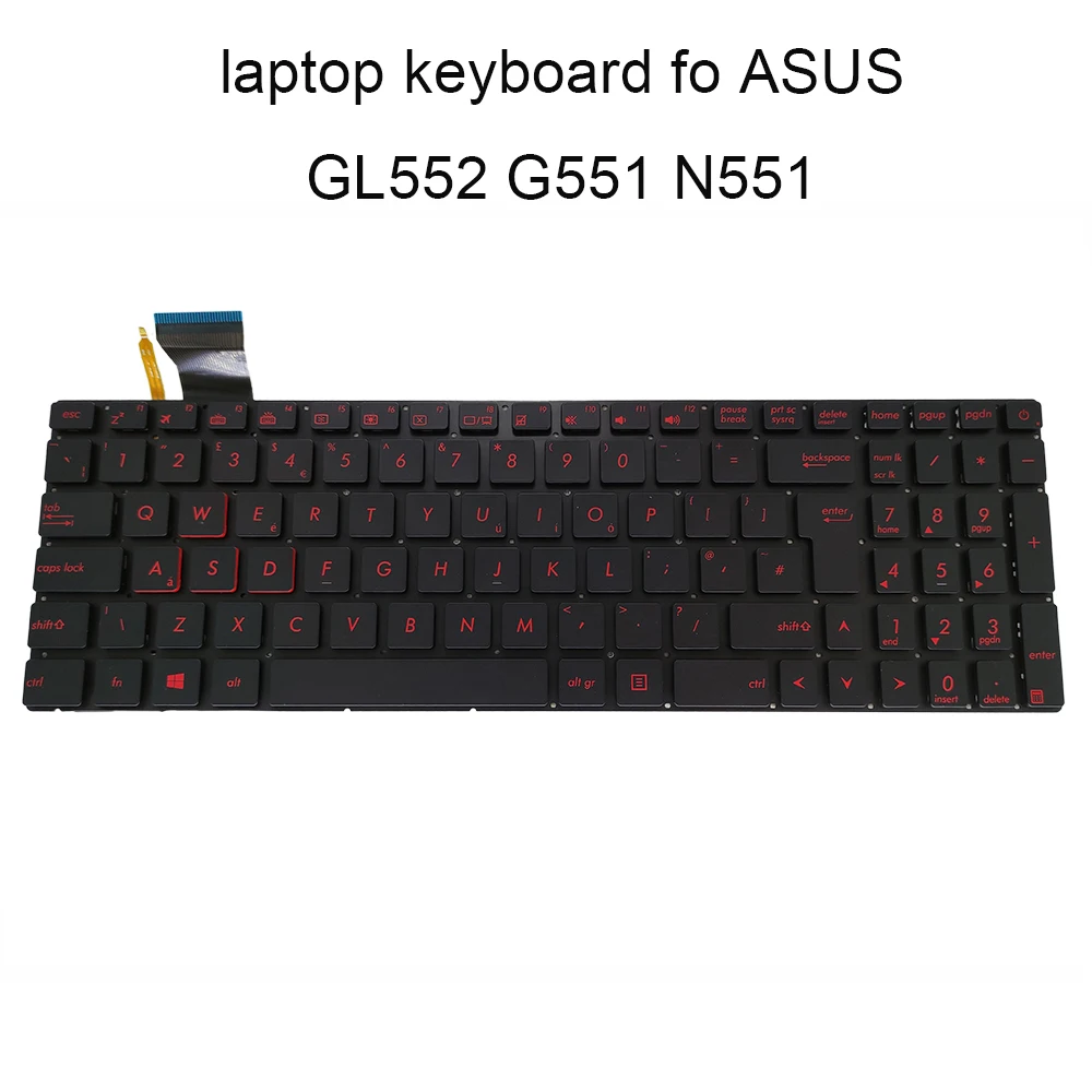Replacement Keyboards GL552 Backlit Keyboard for ASUS ROG GL552 GL752 UK PO Portuguese Black 0KN0 RZ1UK11 0KNB0 662GPO00 New