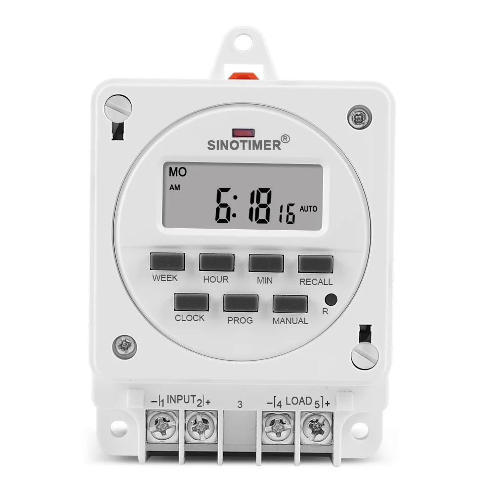 TM618E LCD Smart Digital 220V 12V AC 7 Days Programmable Timer Switch Relay Power Output 16A Controller With Mounting Base