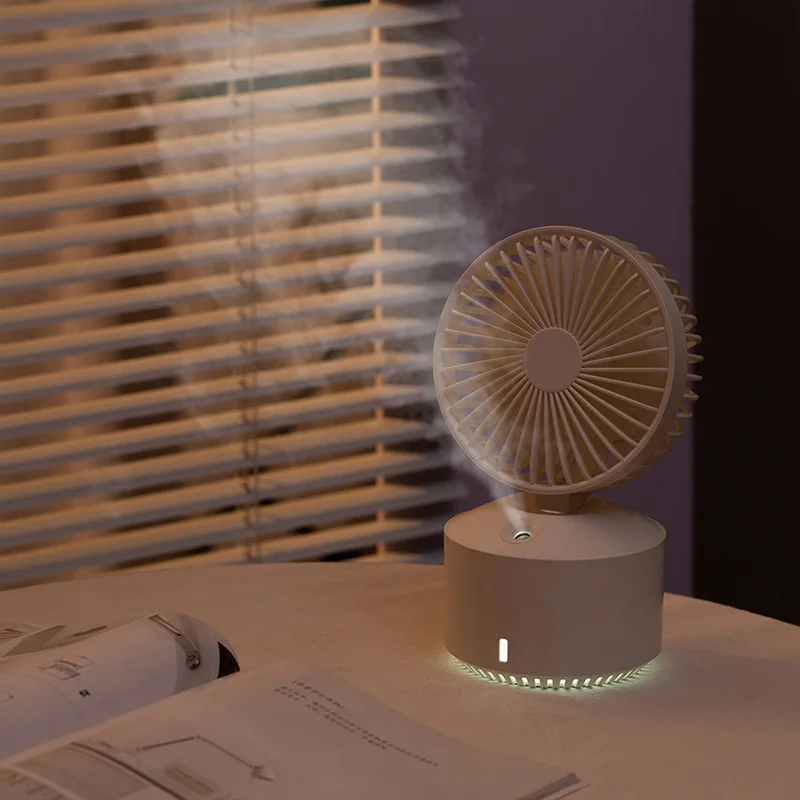 Spray Fan USB Charging Mini Mute Student Dormitory Office Moisturizing Desktop Humidifying Fan Multifunction Fan