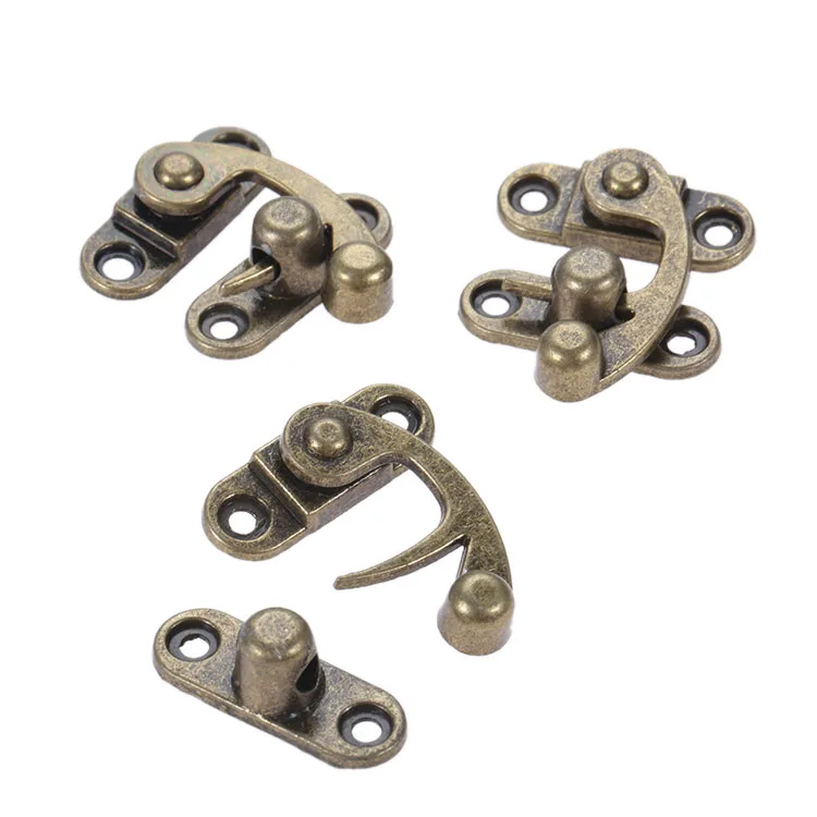 10pcs 29*33mm Antique Bronze Horn Lock Decorative Latch Hasps Hook Gift Wooden Jewelry Box Padlock with Screws