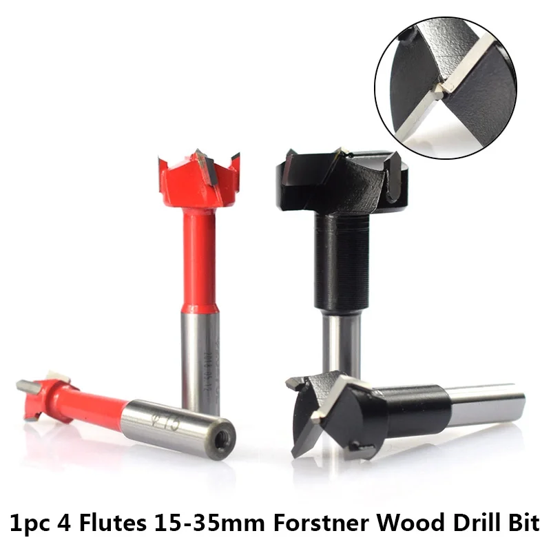 Forstner Drill Bit 4 Flutes Carbide Wood Router Bit 15-35mm Hole Saw Cutter 70mm Core Drill Bits Woodworking Cutter Tools