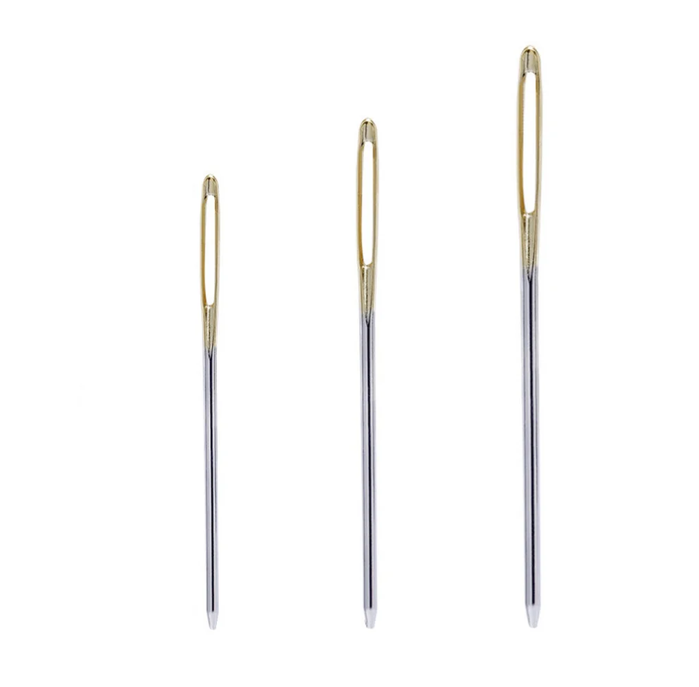 100PCS Knitters צמר גדול עין ומחטים קהות עור תפירת מחט זהב מחט מארג רקמת יד תפירת כלים 53/60/70mm