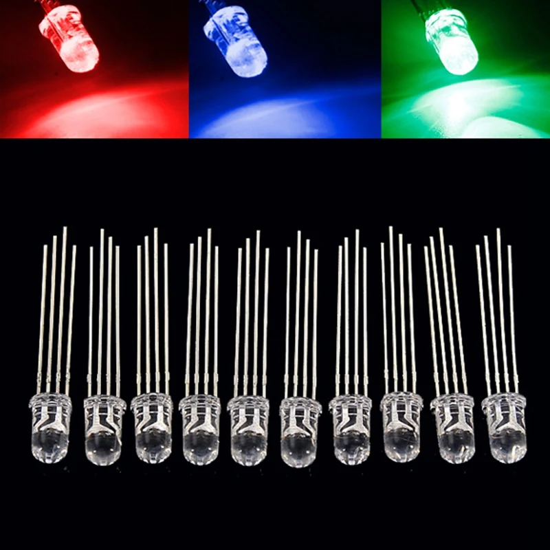 50pcs/lot 4-Pin 5mm Led Light Lighting Diodes  RGB LED Common Cathode Tri-Color Emitting Diode Support Dropshipping