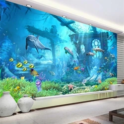 wellyu Customized large mural green wallpaper HD underwater world 3D background living room bedroom background wall wallpaper