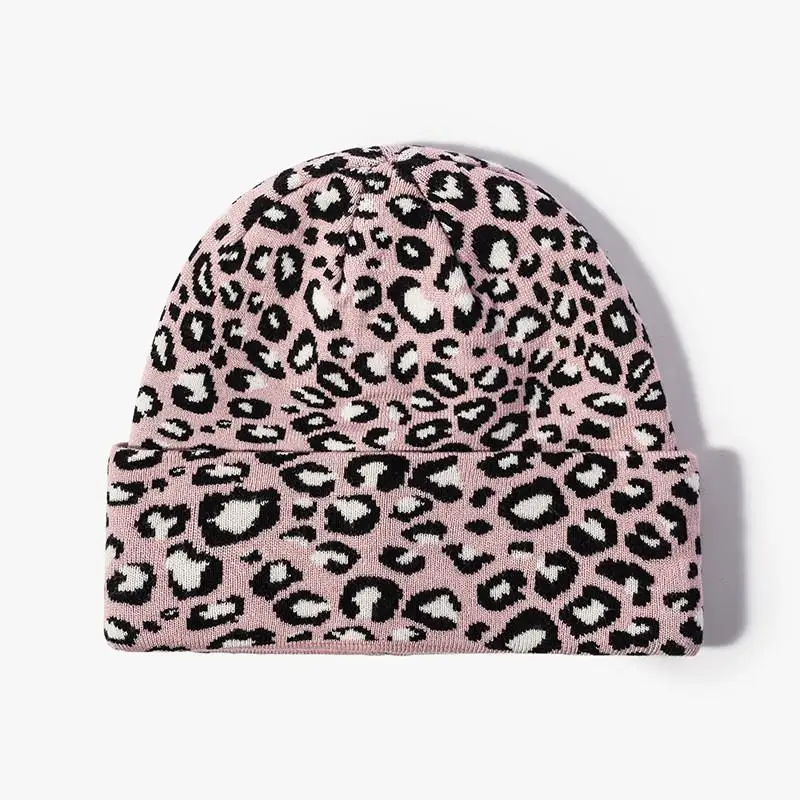 Acrylic Leopard grain Thicken knitted hat warm hat Skullies cap beanie hat for men and Women 146