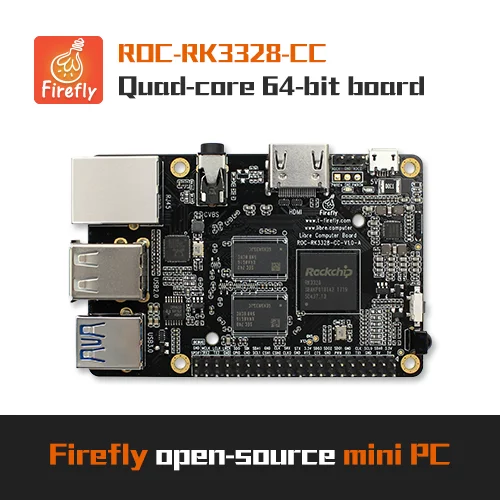 

ROC-RK3328-CC,Mini PC; Mini computer; Desktop computer , 2GB/4GB DDR, 32GB eMMC ,Raspberry Pi