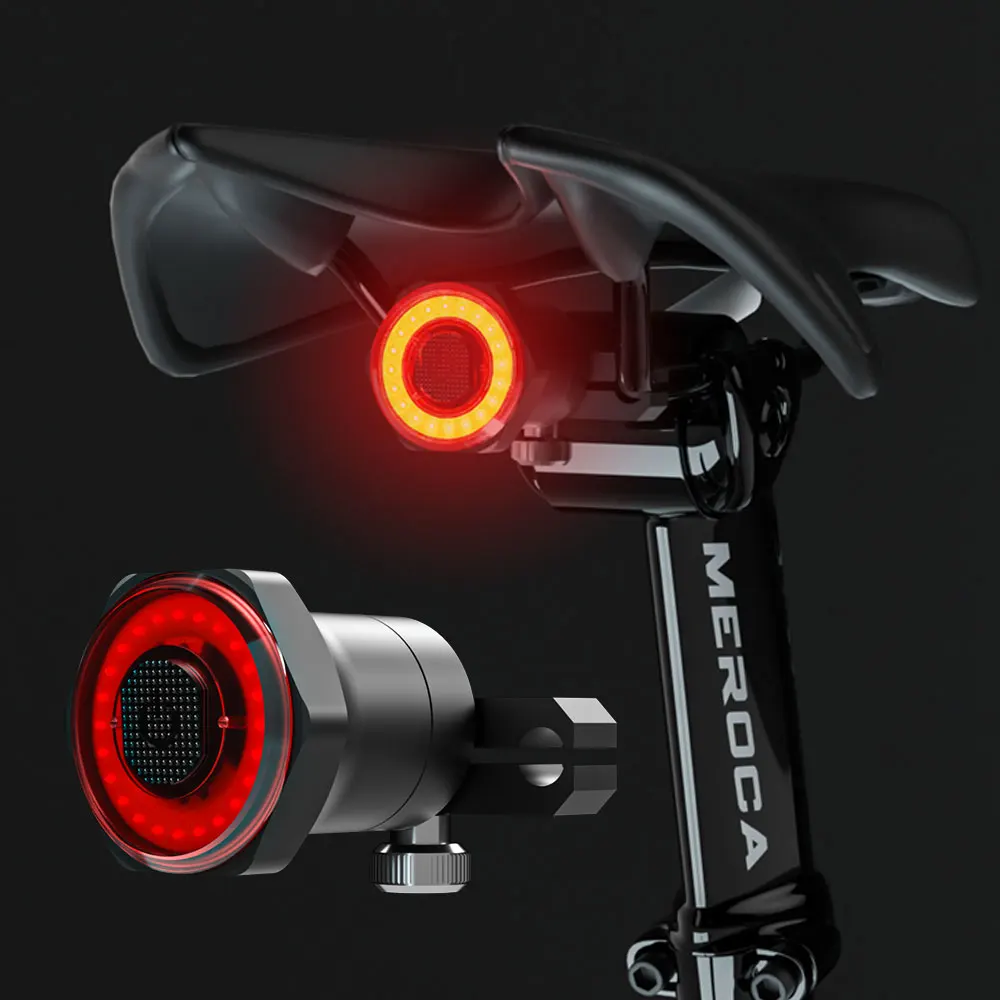 Smart Bicycle Rear Light Auto Start/Stop Brake Sensing IPx6 Waterproof USB Charge Cycling Tail Taillight Bike LED Light