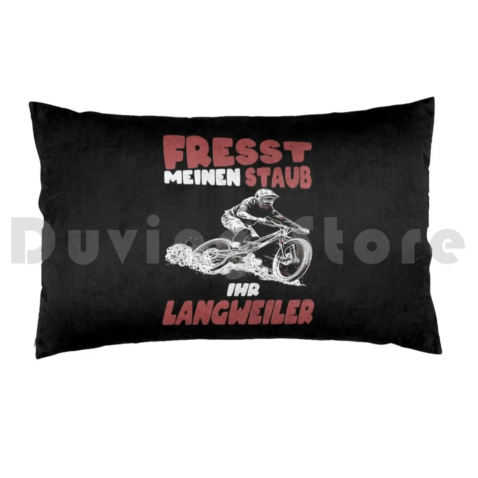 Eats Dust Off Her Boring Mountain Biker Bike Pillow Case Printed 50x75 Bicycle Dust Dust Cloud Bike Tour Cycle