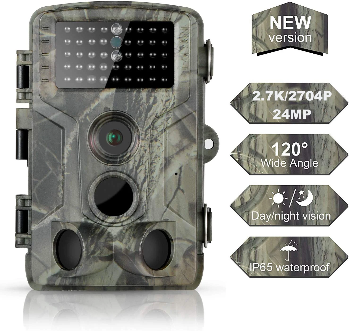 Hunting Trail Camera 24MP 2.7K Night Vision Waterproof Cameras Photo Trap Wireless Wildlife Surveillance HC802A