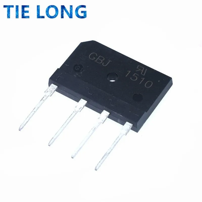 5PCS GBJ1510 15A1000V rectifier bridge stack straight plug flat bridge single-phase bridge rectifier