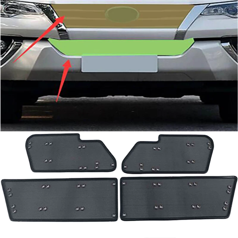 

Car metal anti-insect net front grille insert net suitable For Toyota Fortuner 2016 2017 2018 2019 2020 car Accessories 4pcs/set
