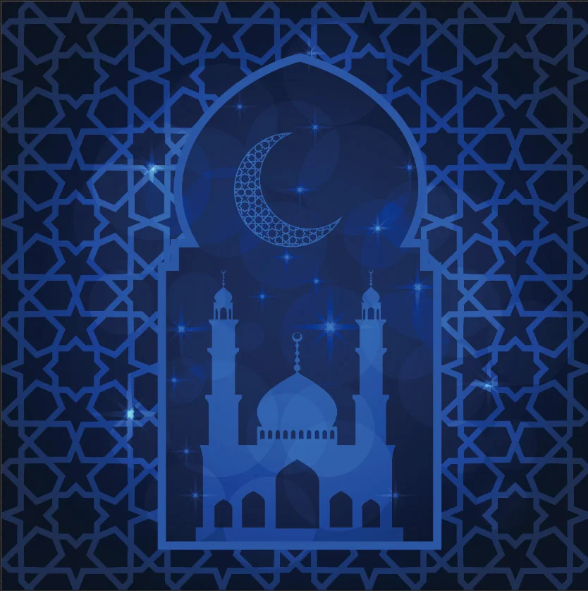 10x10FT  Fast Month Crescent Moon Blue Mosque Costume Portrait Photography Backdrop Studio Background Custom Digital Vinyl 3x3m