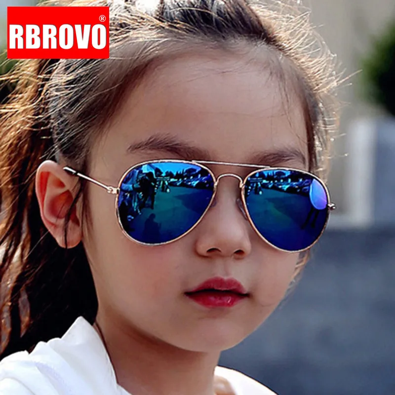 RBROVO 2023 Classic Sunglasses Girls Colorful Mirror Children Glasses Metal Frame Kids Travel Shopping Eyeglasses UV400