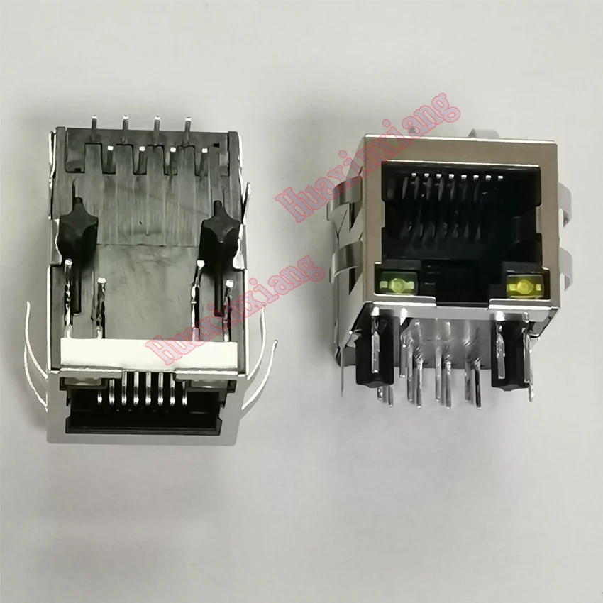 20 pçs/lote Escudo RJ45 8P8C Jack Conector Com LED e Estilhaços Rede Internet Modular 21mm