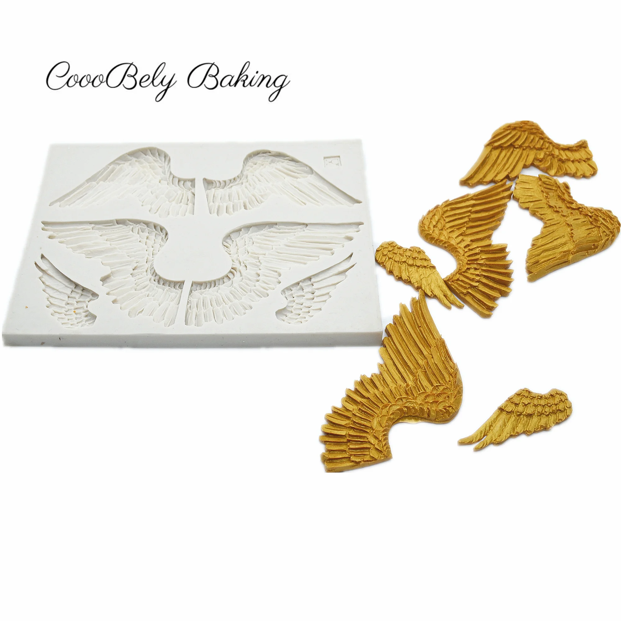 3D Angel Wings Silicone Mold Border Wing Fondant Cake Decorating Cookie Baking Christmas Candy Chocolate Gumpaste Moulds FM1924