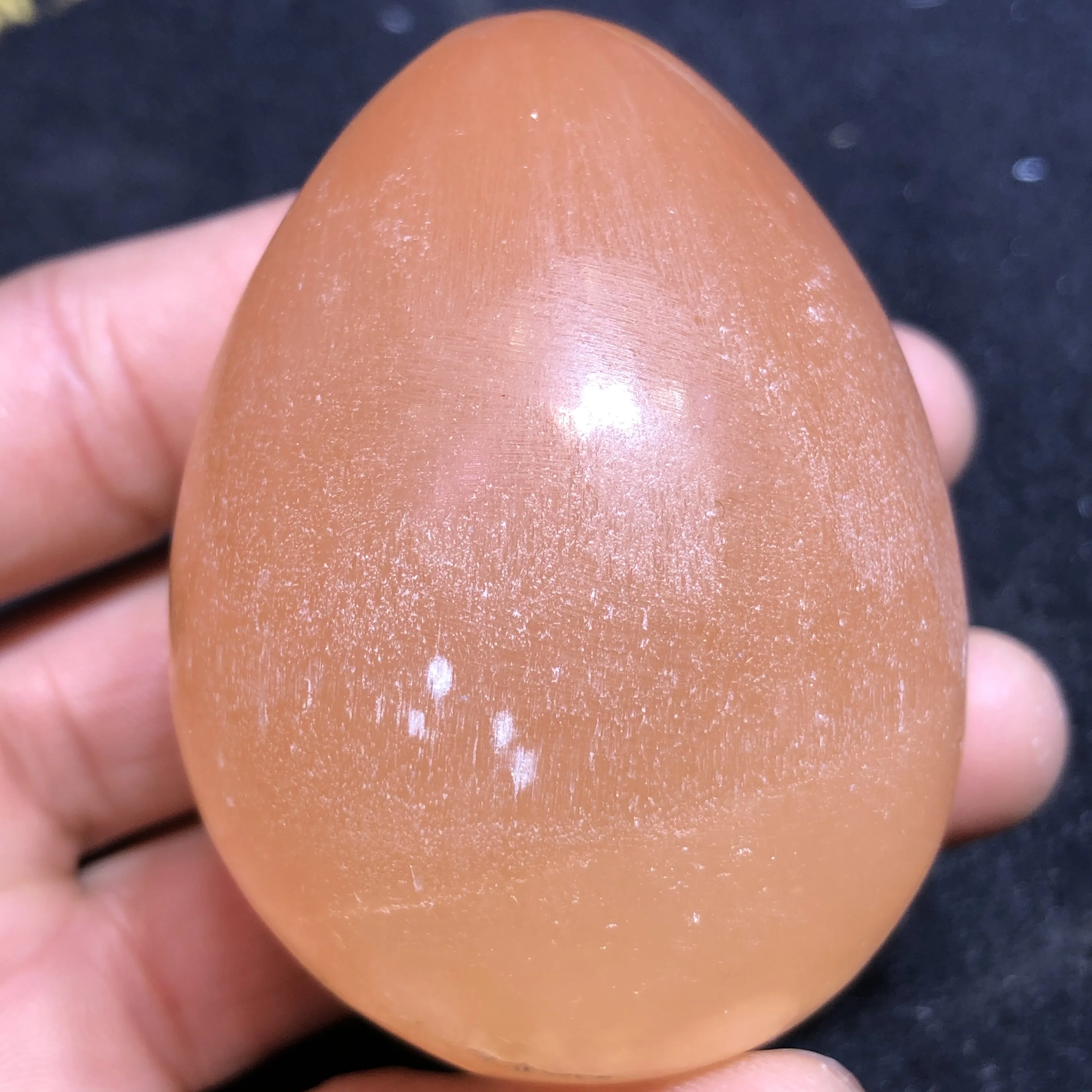 Drop transport natural selenite crystal gemstone meditation reiki healing chakra gift of orange gypsum egg crystal