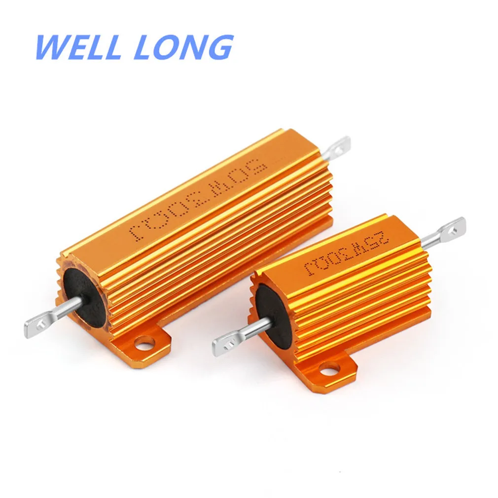 RX24 50W 5R 5 OHM 50 Watt Metal Shell Aluminum Gold Resistor High Performance Heat Sink Resistor .