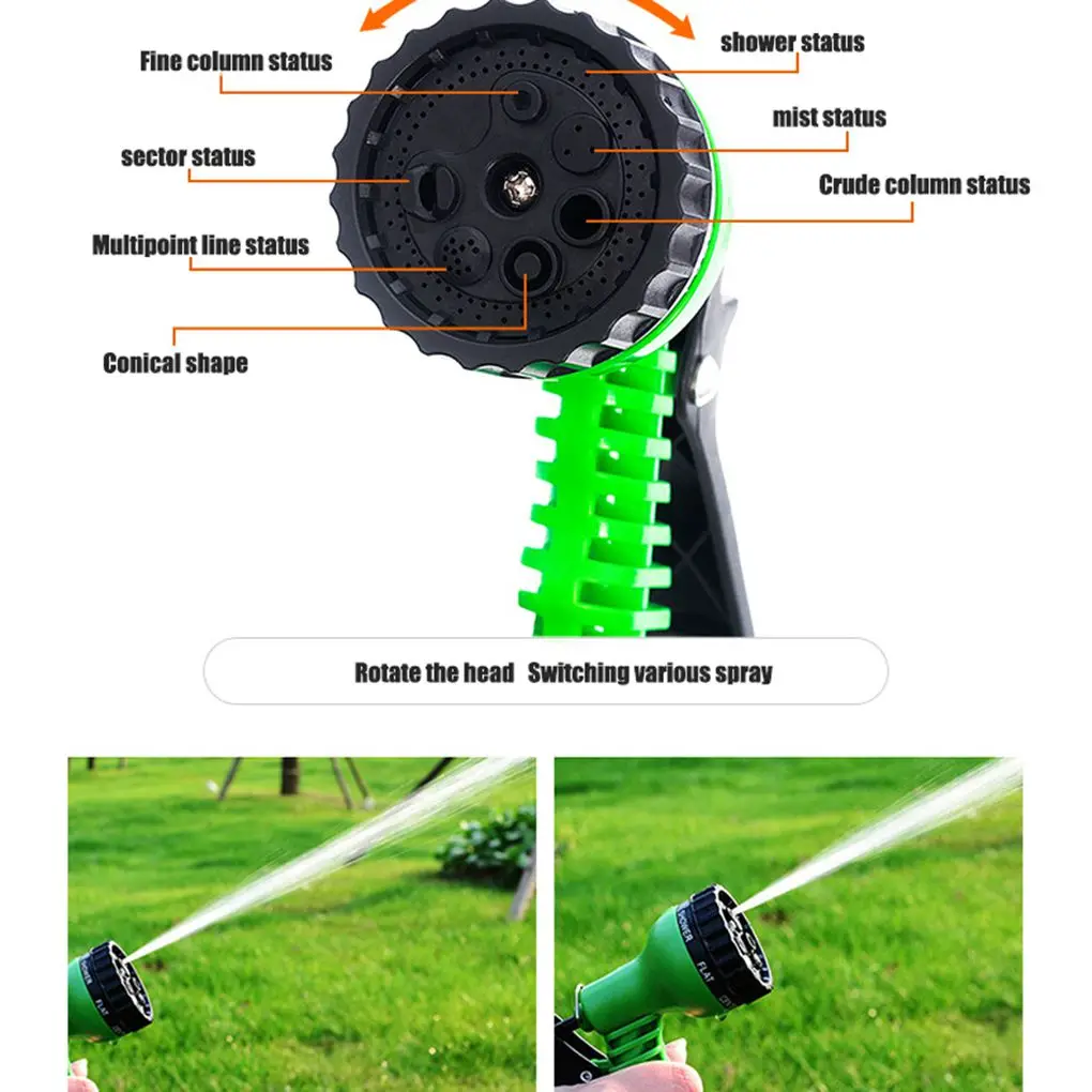 Tuyau d\'Arrosage Flexible et Extensible en Plastique, Pistolet Magique, 25-250 Pieds, pour Arrosage du Jardin et Lavage de la Voiture
