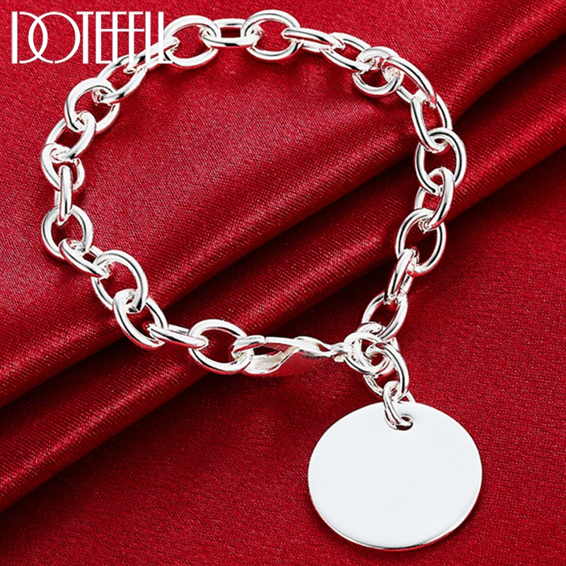 DOTEFFIL-925 Sterling Pulseira De Prata Para As Mulheres, Círculo Tag, Casamento, Noivado, Festa Jóias, Moda