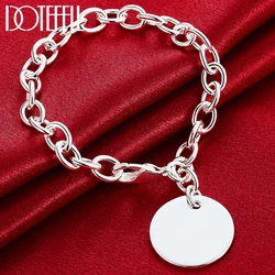 DOTEFFIL 925 Sterling Silver Circle Tag Bracelet Woman Fashion Wedding Engagement Party Jewelry