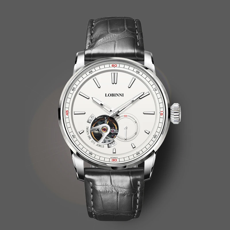 Lobinni Элитный бренд MIYOTA Механизм Мужские часы со скелетом Светящаяся стрелка Деловые мужские часы Водонепроницаемые часы из нержавеющей стали