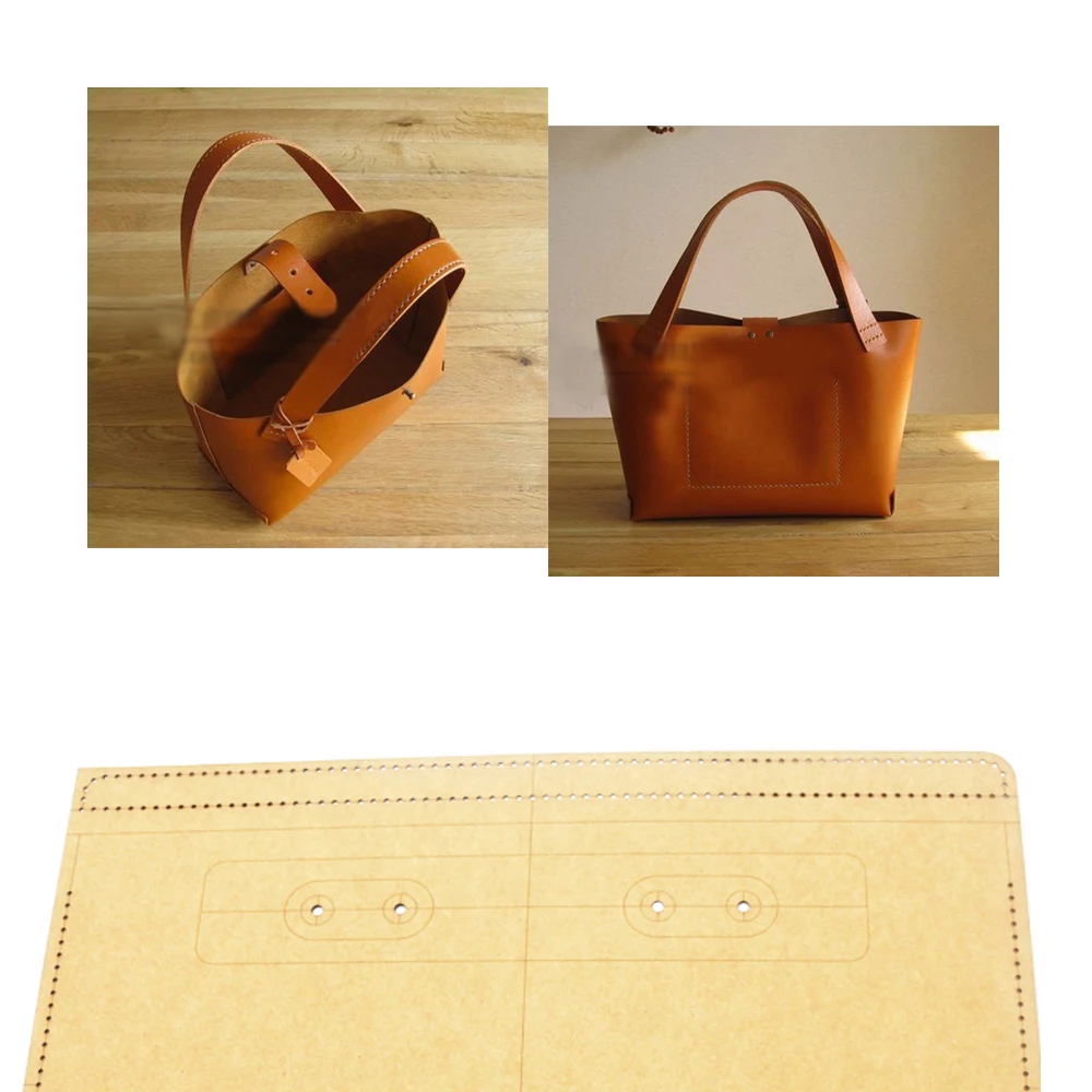 DIY leather craft women handbag kraft paper template sewing pattern 17.5x22x10cm