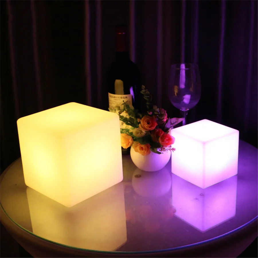 Novelty LED Luminous Cube Night Lights Usb Recharge Remote 16 Color Bar KTV Party Glowing Seat Light for Garden Hotel Decoration