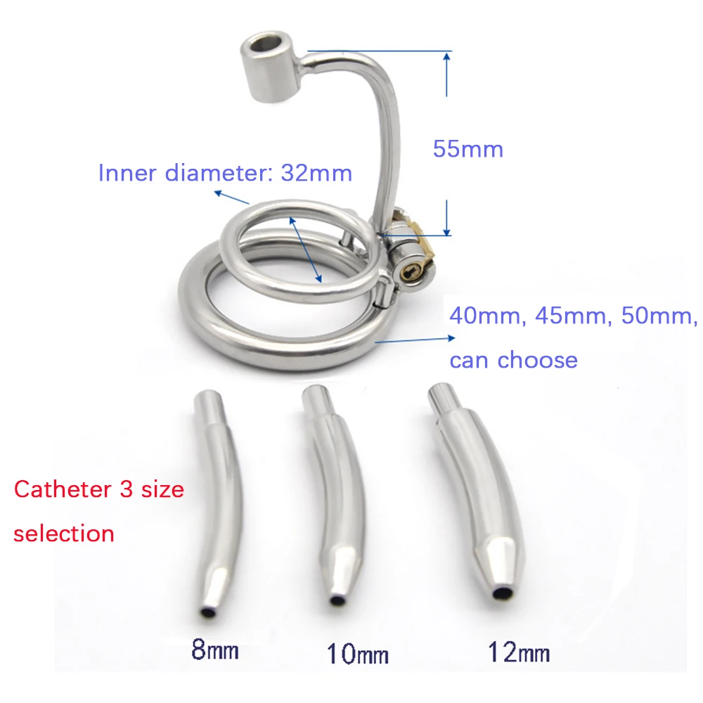 Stainless Steel Male Chastity Devices Cock Cage With Urethral Catheter Penis Lock Cock Ring Sex Toys For Men Chastity Belt