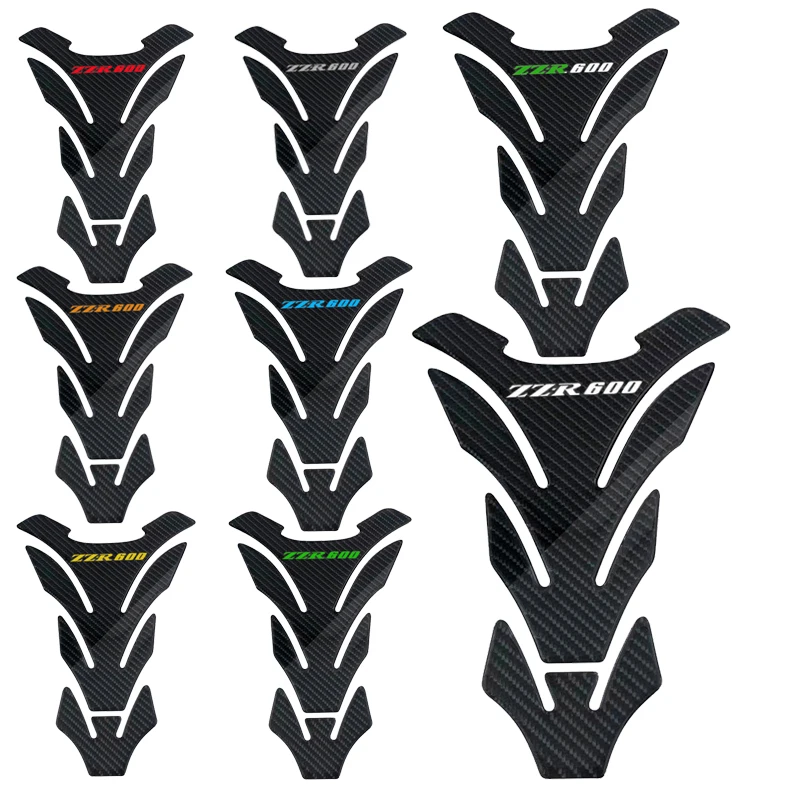 3D Carbon Fiber Motorcycle Fuel Tank Pad Cover Protector Decal Stickers For Kawasaki ZZR600 ZZR 600