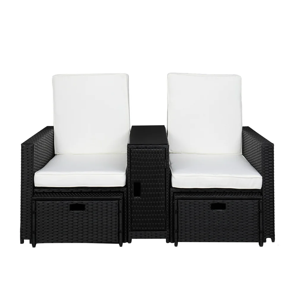 Liebhaber Sofa Fünf-Stück Set-2 (2/2) Vier-Draht Schwarz Terrasse Möbel Set Outdoor Möbel Set