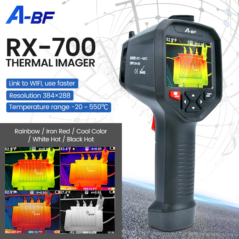 A-BF 적외선 열 화상 카메라 와이파이-20 °C ~ 550 °C 전화 384*288 픽셀 휴대용 온도 카메라 RX-700 빠른 응답