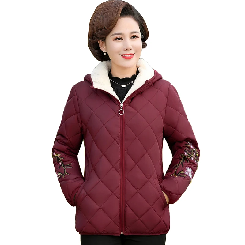 2022 Autumn Winter Cotton Jacket Female Flocking Coat New Fashion Hooded Thick Warm Short Outerwear Fleece Short Women Parkas