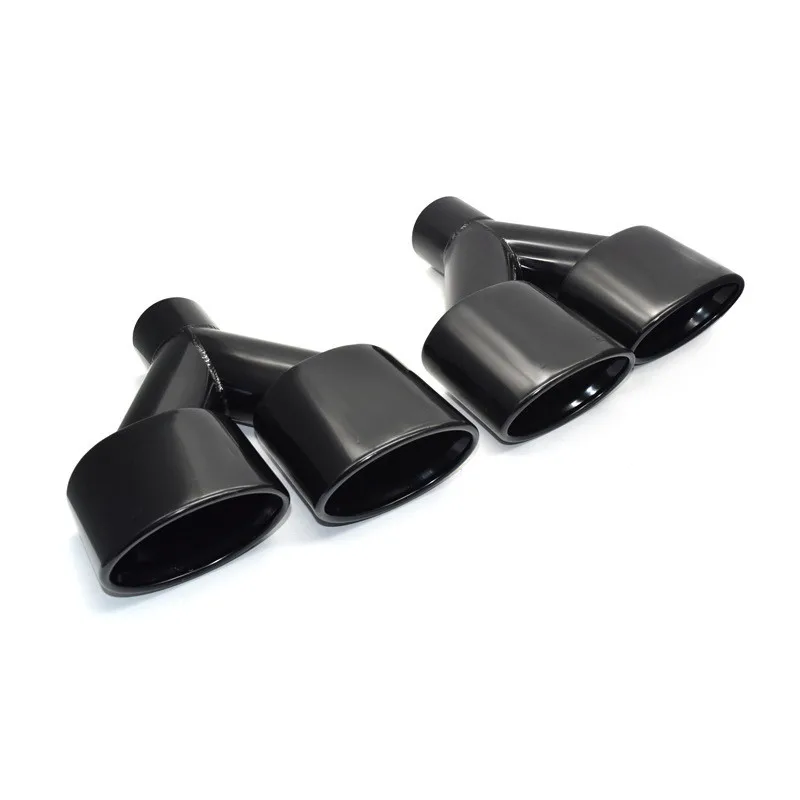 1 Pair Stainless Steel Black Exhaust Pipe For Mercedes Benz W204 C180 C200 C260 C300 Change C63 S63 Rear Diffuser Tail Throat image 3