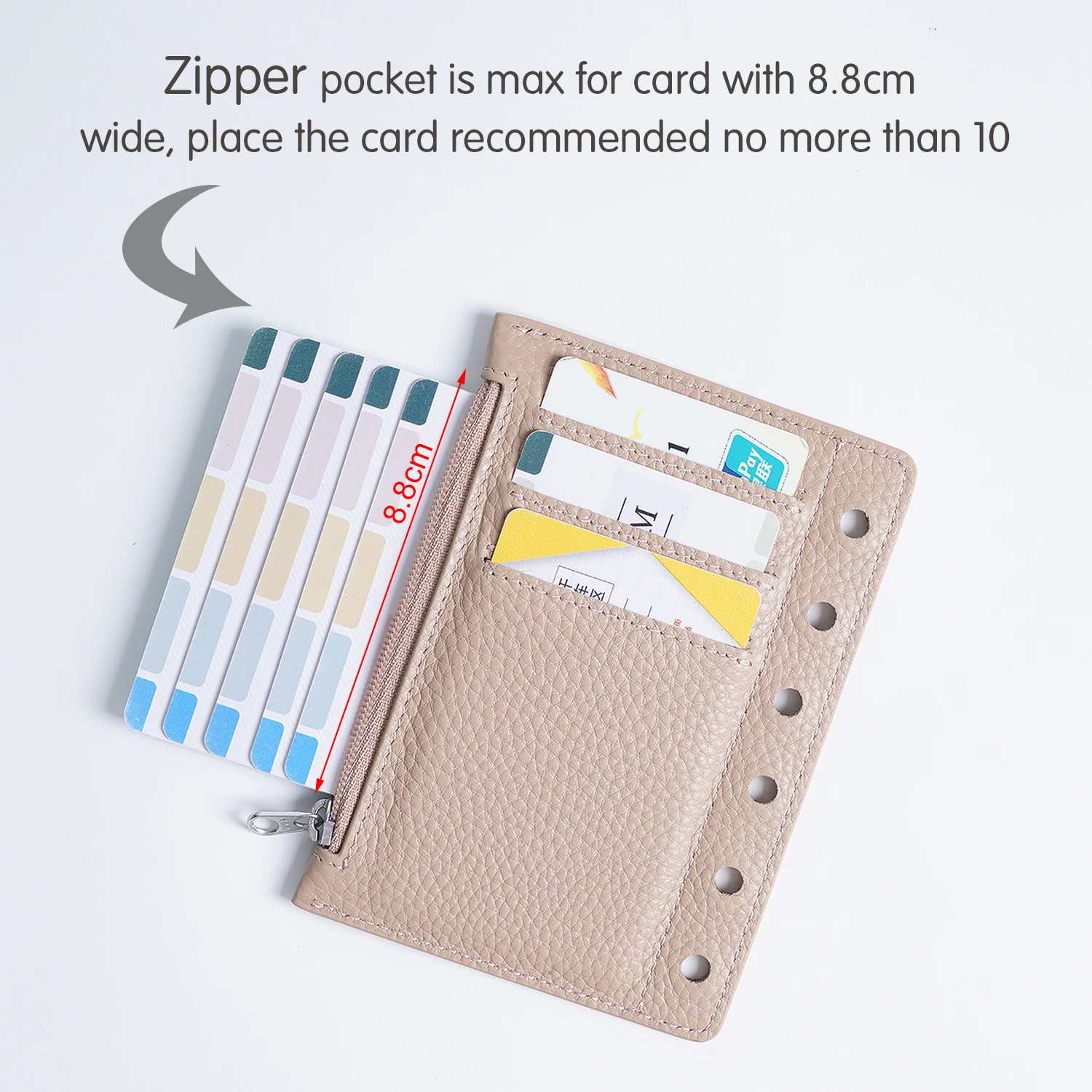 Limited Imperfect Moterm Zipper Flyleaf for Pocket A7 Size Ring Planner Real Pebbled Grain Leather Divider Storage Bag Accessory